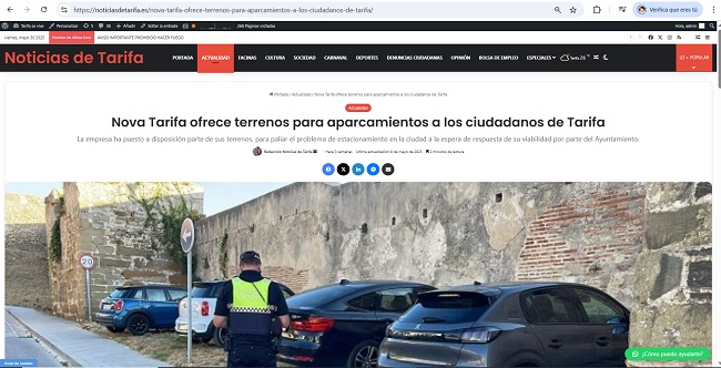 Nova Tarifa ofrece terrenos para aparcamientos a los ciudadanos de Tarifa